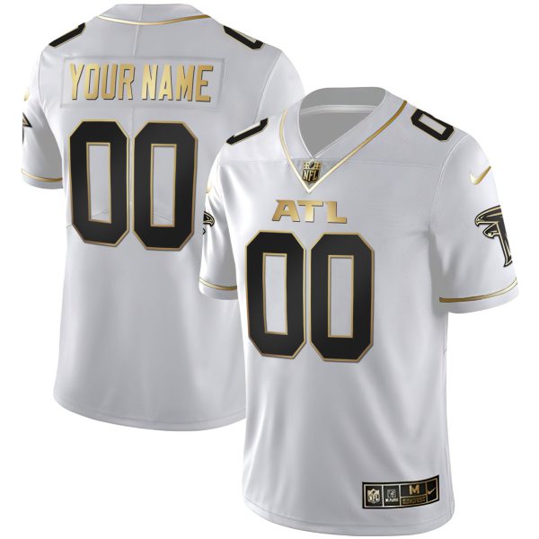 Atlanta Falcons Black Gold & White Gold Custom Jersey - All Stitched - Image 2