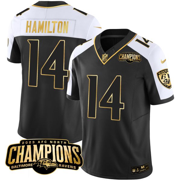 Men's Ravens 2023 AFC North Champions Patch Gold Vapor Jersey - All Stitched - Image 3