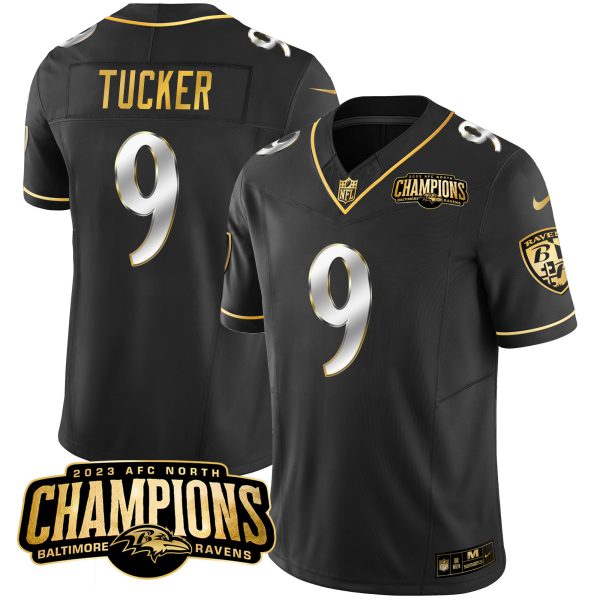 Men's Ravens 2023 AFC North Champions Patch Gold Vapor Jersey - All Stitched - Image 9