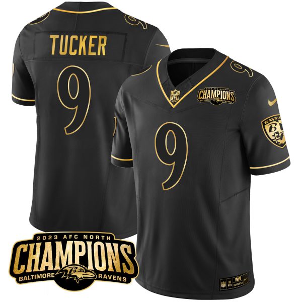 Men's Ravens 2023 AFC North Champions Patch Gold Vapor Jersey - All Stitched - Image 16