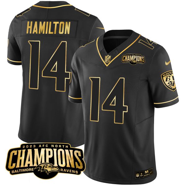 Men's Ravens 2023 AFC North Champions Patch Gold Vapor Jersey - All Stitched - Image 17