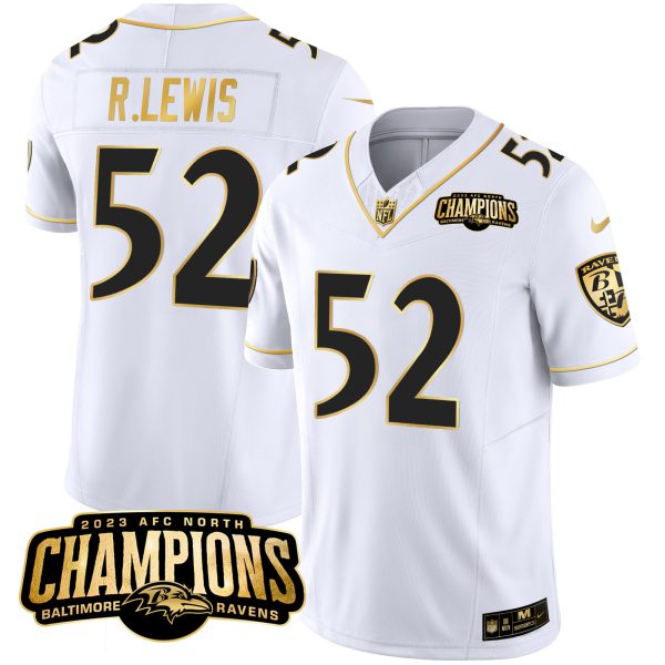 Men's Ravens 2023 AFC North Champions Patch Gold Vapor Jersey - All Stitched - Image 26