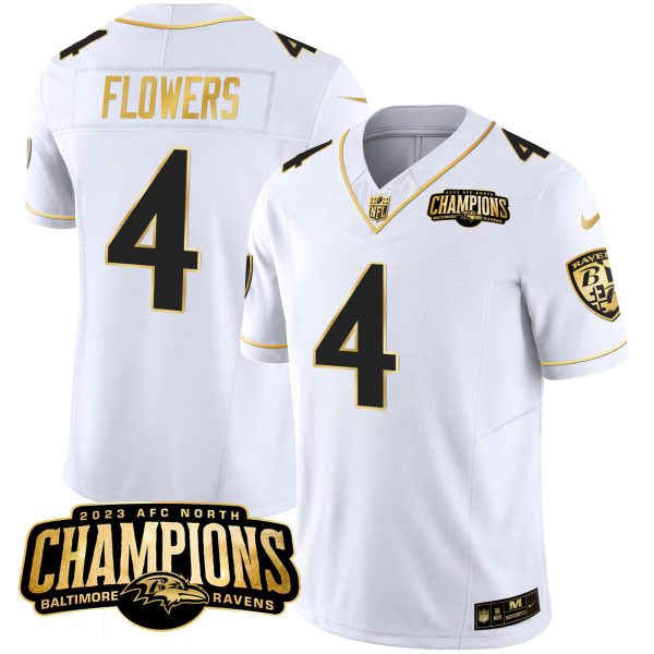 Men's Ravens 2023 AFC North Champions Patch Gold Vapor Jersey - All Stitched - Image 27