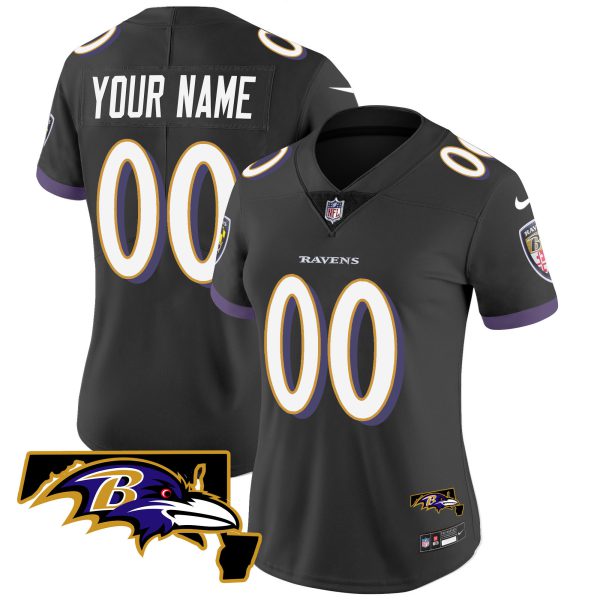 Ravens Maryland Patch Vapor Limited Custom Jersey - All Stitched - Image 8