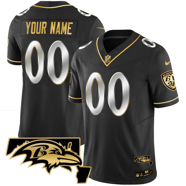 Ravens Maryland Patch Vapor Gold Custom Jersey - All Stitched - Image 2