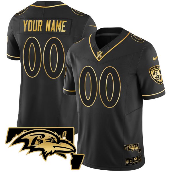 Ravens Maryland Patch Vapor Gold Custom Jersey - All Stitched - Image 3