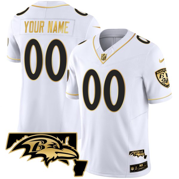 Ravens Maryland Patch Vapor Gold Custom Jersey - All Stitched - Image 4
