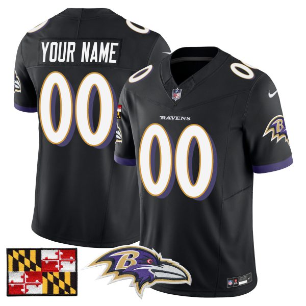 Baltimore Ravens 2024 Maryland Flag Vapor Limited Custom Jersey - All Stitched - Image 3