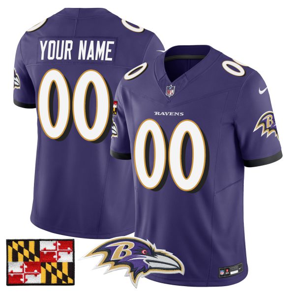Baltimore Ravens 2024 Maryland Flag Vapor Limited Custom Jersey - All Stitched - Image 4