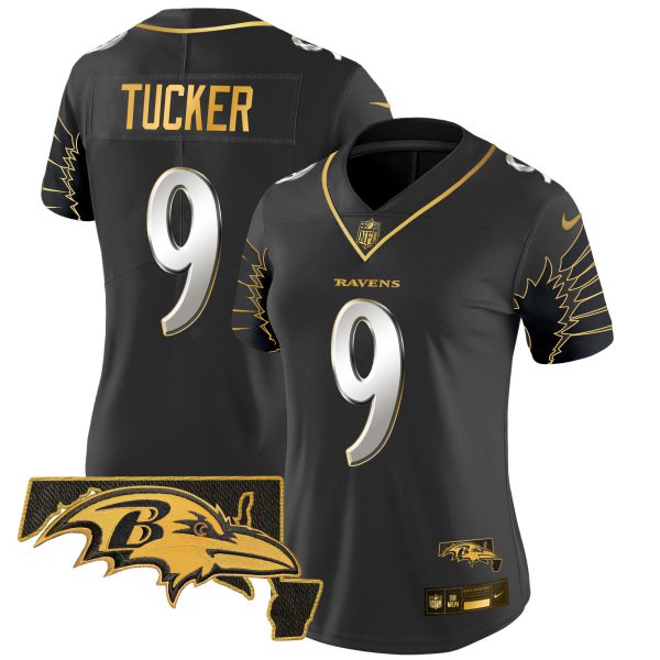 Women's Ravens Maryland Patch Gold Vapor Limited Jersey V2 - All Stitched - Image 3