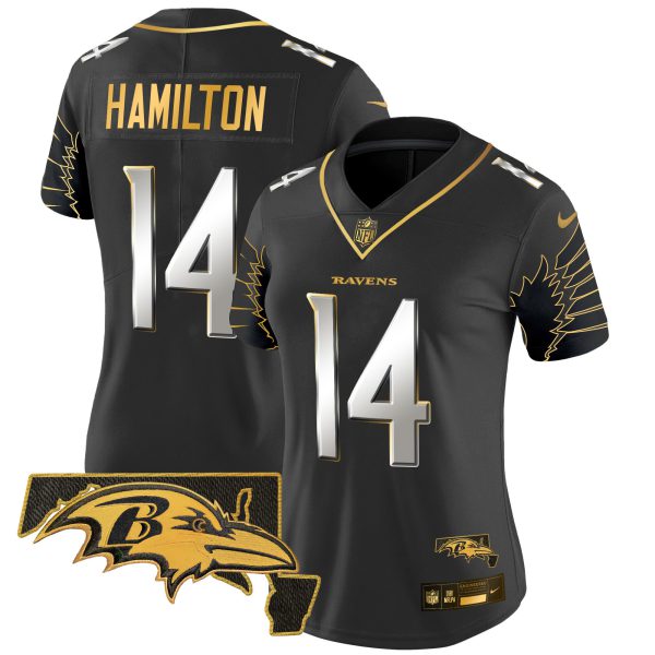 Women's Ravens Maryland Patch Gold Vapor Limited Jersey V2 - All Stitched - Image 4