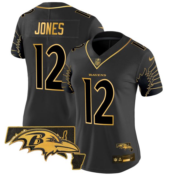 Women's Ravens Maryland Patch Gold Vapor Limited Jersey V2 - All Stitched - Image 17