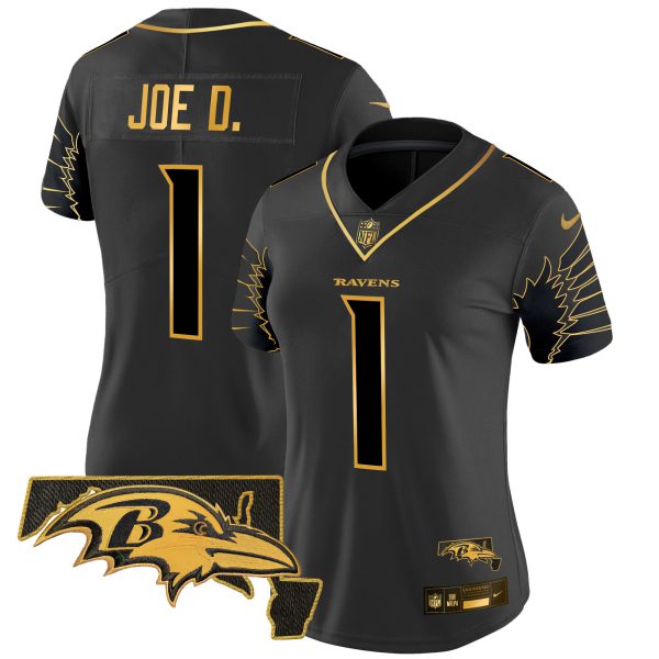 Women's Ravens Maryland Patch Gold Vapor Limited Jersey V2 - All Stitched - Image 18