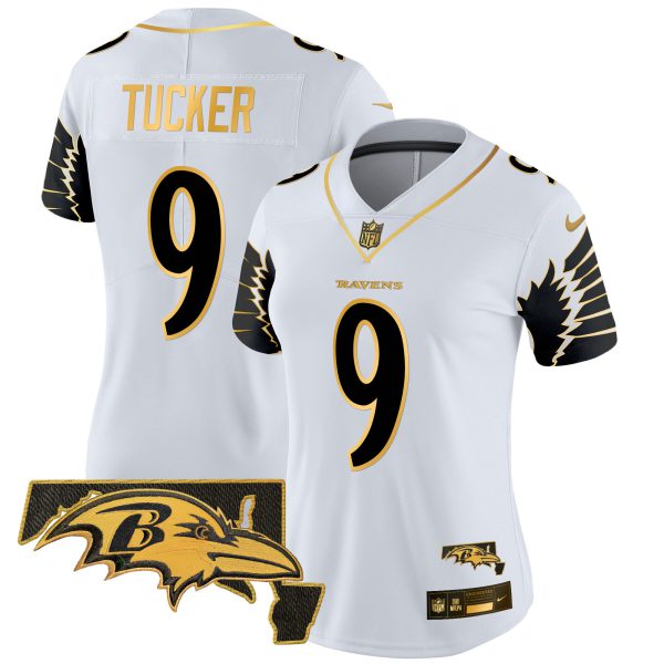 Women's Ravens Maryland Patch Gold Vapor Limited Jersey V2 - All Stitched - Image 21
