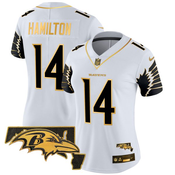 Women's Ravens Maryland Patch Gold Vapor Limited Jersey V2 - All Stitched - Image 22