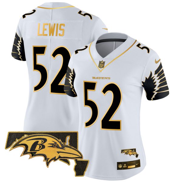 Women's Ravens Maryland Patch Gold Vapor Limited Jersey V2 - All Stitched - Image 24