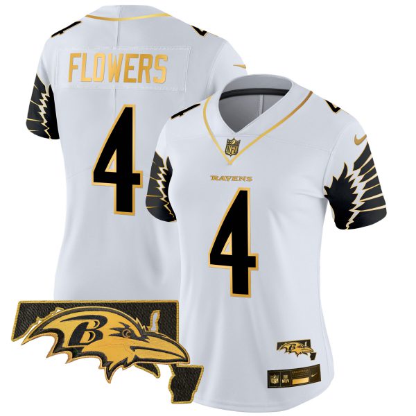 Women's Ravens Maryland Patch Gold Vapor Limited Jersey V2 - All Stitched - Image 25