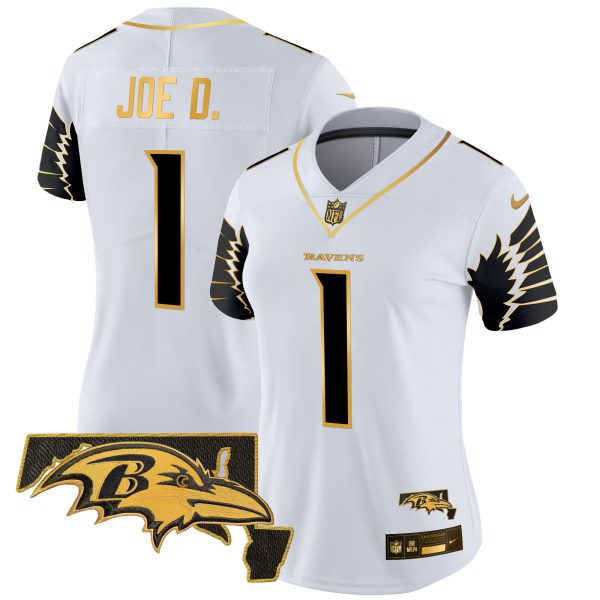 Women's Ravens Maryland Patch Gold Vapor Limited Jersey V2 - All Stitched - Image 27
