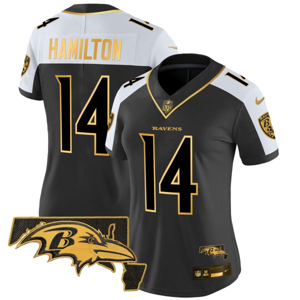 Women's Ravens Maryland Patch Gold Vapor Limited Jersey V2 - All Stitched - Image 31