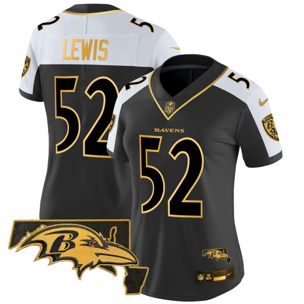 Women's Ravens Maryland Patch Gold Vapor Limited Jersey V2 - All Stitched - Image 33
