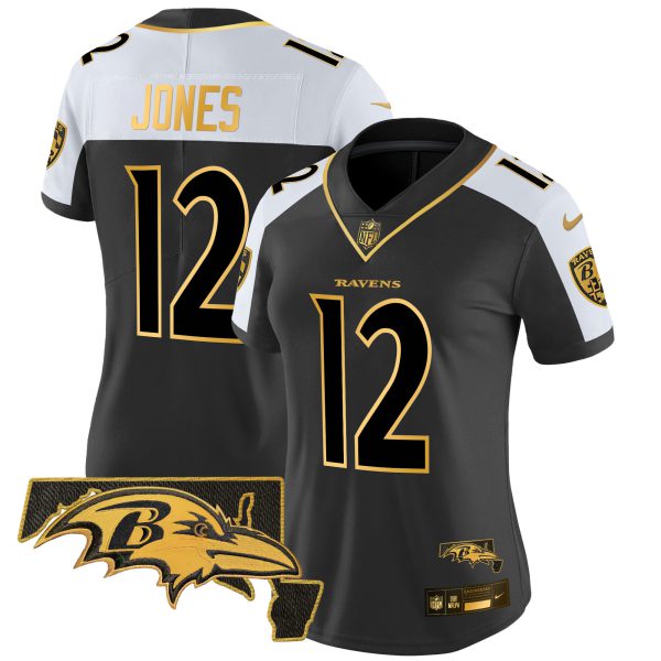 Women's Ravens Maryland Patch Gold Vapor Limited Jersey V2 - All Stitched - Image 35