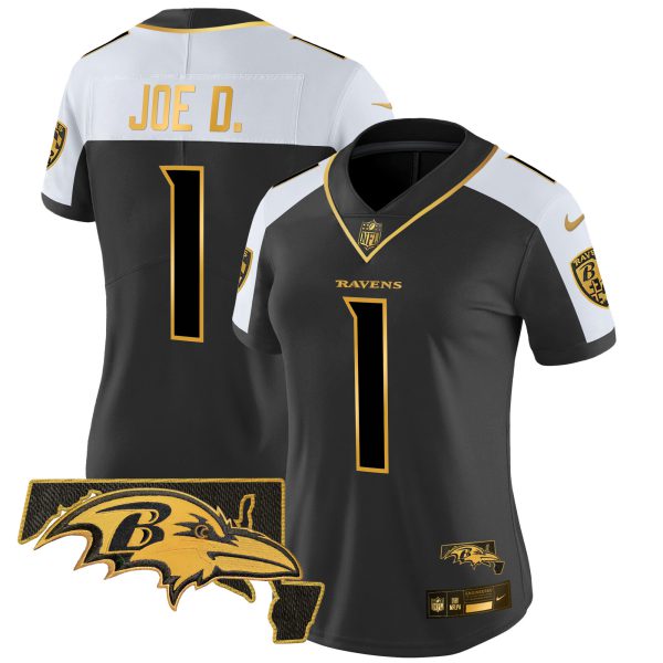 Women's Ravens Maryland Patch Gold Vapor Limited Jersey V2 - All Stitched - Image 36