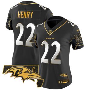 Women's Ravens Maryland Patch Gold Vapor Limited Jersey V2 - All Stitched