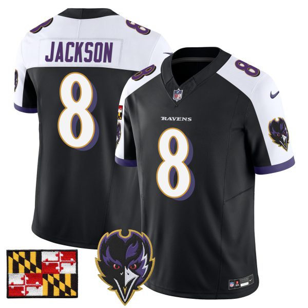 Men's Baltimore Ravens 2024 Maryland Flag Vapor Limited Jersey V2 - All Stitched - Image 2