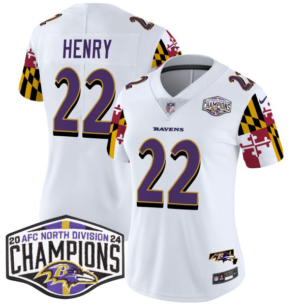 Women's Ravens Maryland Flag 2024 AFC North Division Champions Patch Vapor Limited Jersey - All Stitched - Image 10