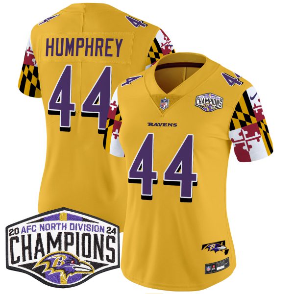 Women's Ravens Maryland Flag 2024 AFC North Division Champions Patch Vapor Limited Jersey - All Stitched - Image 32