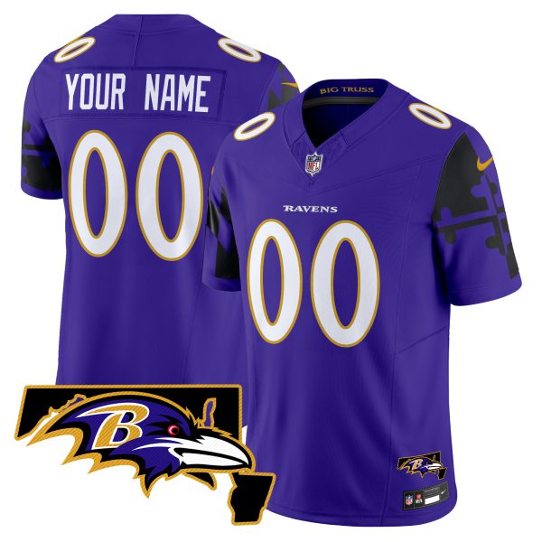 Ravens Maryland Flag Map Patch Vapor Limited Custom Jersey - All Stitched - Image 2