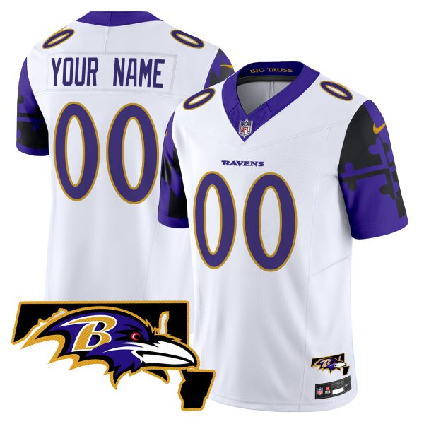 Ravens Maryland Flag Map Patch Vapor Limited Custom Jersey - All Stitched - Image 4