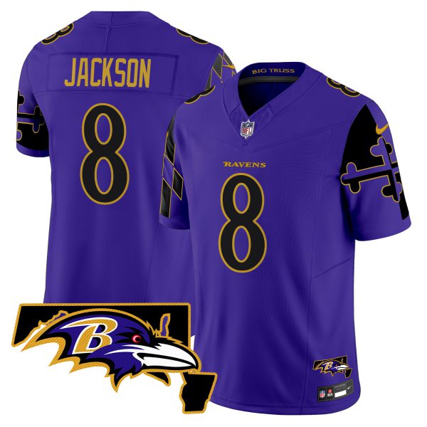 Men's Ravens Maryland Flag Map Patch Vapor Limited Jersey - All Stitched - Image 2