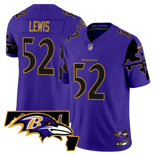 Men's Ravens Maryland Flag Map Patch Vapor Limited Jersey - All Stitched - Image 6