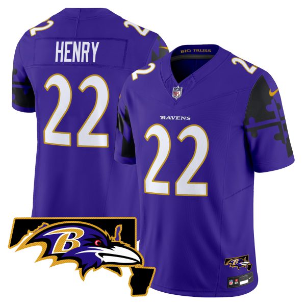 Men's Ravens Maryland Flag Map Patch Vapor Limited Jersey - All Stitched - Image 9