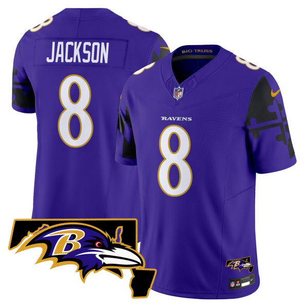 Men's Ravens Maryland Flag Map Patch Vapor Limited Jersey - All Stitched - Image 10