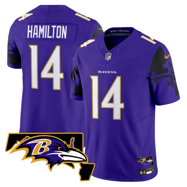 Men's Ravens Maryland Flag Map Patch Vapor Limited Jersey - All Stitched - Image 12
