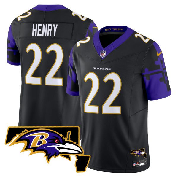 Men's Ravens Maryland Flag Map Patch Vapor Limited Jersey - All Stitched - Image 17