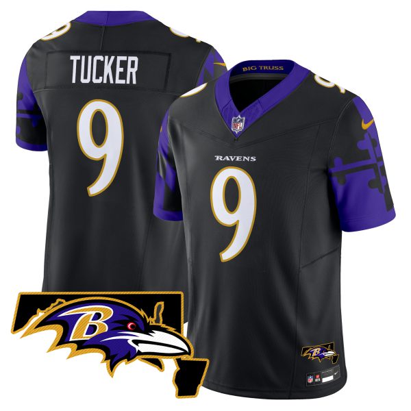 Men's Ravens Maryland Flag Map Patch Vapor Limited Jersey - All Stitched - Image 19