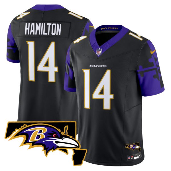 Men's Ravens Maryland Flag Map Patch Vapor Limited Jersey - All Stitched - Image 20