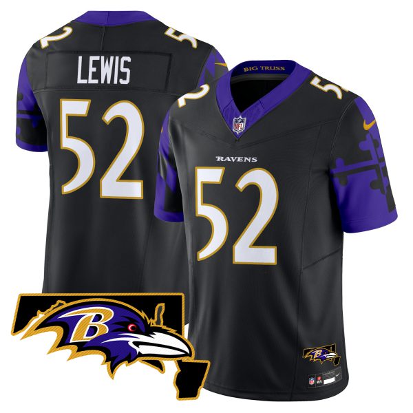Men's Ravens Maryland Flag Map Patch Vapor Limited Jersey - All Stitched - Image 22
