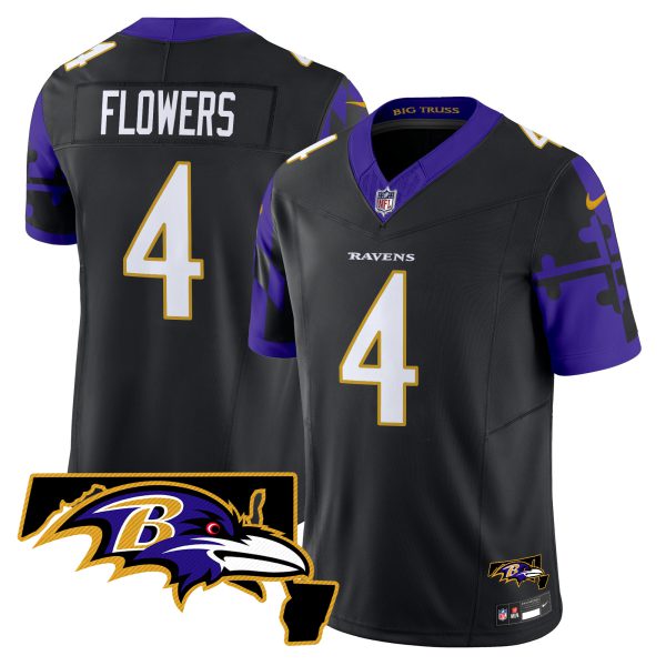 Men's Ravens Maryland Flag Map Patch Vapor Limited Jersey - All Stitched - Image 23