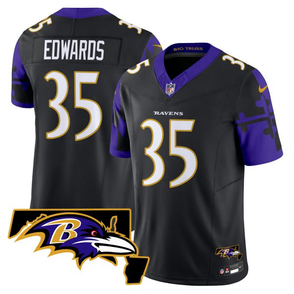 Men's Ravens Maryland Flag Map Patch Vapor Limited Jersey - All Stitched - Image 24