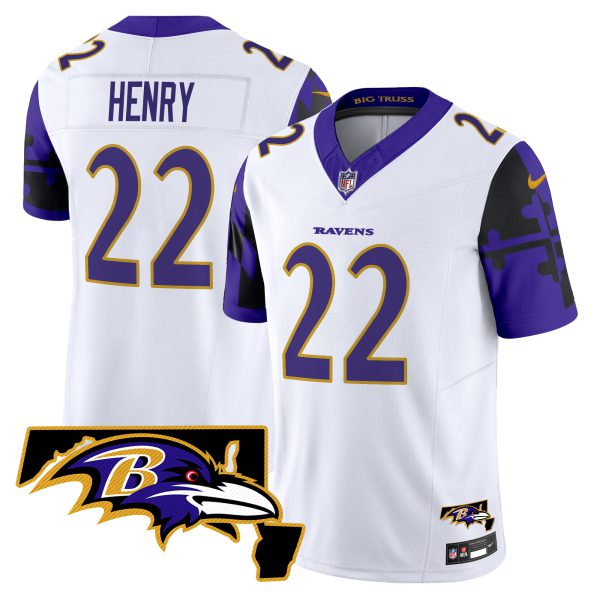 Men's Ravens Maryland Flag Map Patch Vapor Limited Jersey - All Stitched - Image 25