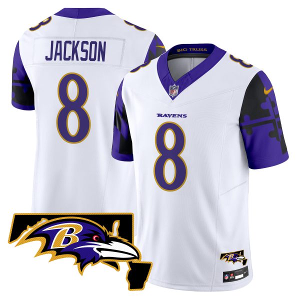 Men's Ravens Maryland Flag Map Patch Vapor Limited Jersey - All Stitched - Image 26