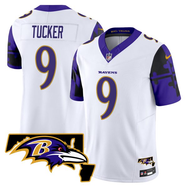 Men's Ravens Maryland Flag Map Patch Vapor Limited Jersey - All Stitched - Image 27
