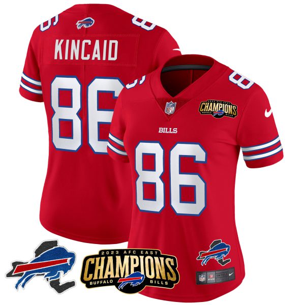 Women's Bills 2023 AFC East Champions Patch Gold Vapor Jersey V2 - All Stitched - Image 24