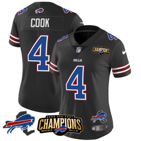 Women's Bills 2023 AFC East Champions Patch Gold Vapor Jersey V2 - All Stitched - Image 32