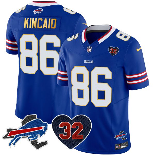 Men's Bills O.J. Simpson Patch Gold Trim Vapor Limited Jersey - All Stitched - Image 21