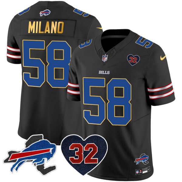Men's Bills O.J. Simpson Patch Gold Trim Vapor Limited Jersey - All Stitched - Image 41